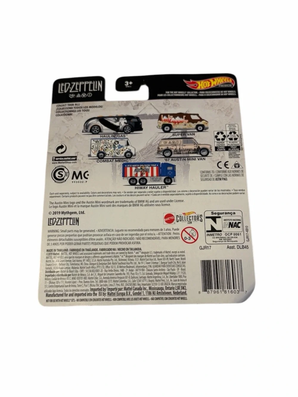 Led Zeppelin Hot Wheels '67 Austin Mini Van Toy Car -Metallic Gold with Graphics